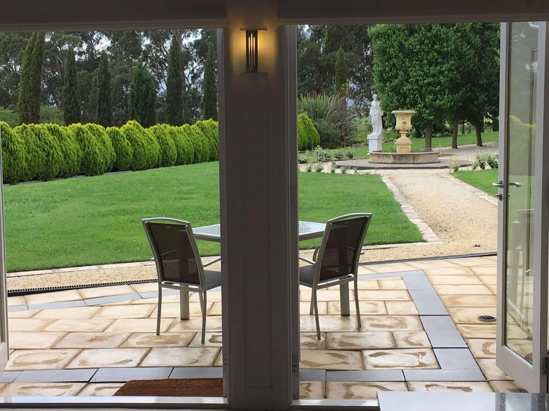 Private patio and garden view from the Yarra Suite