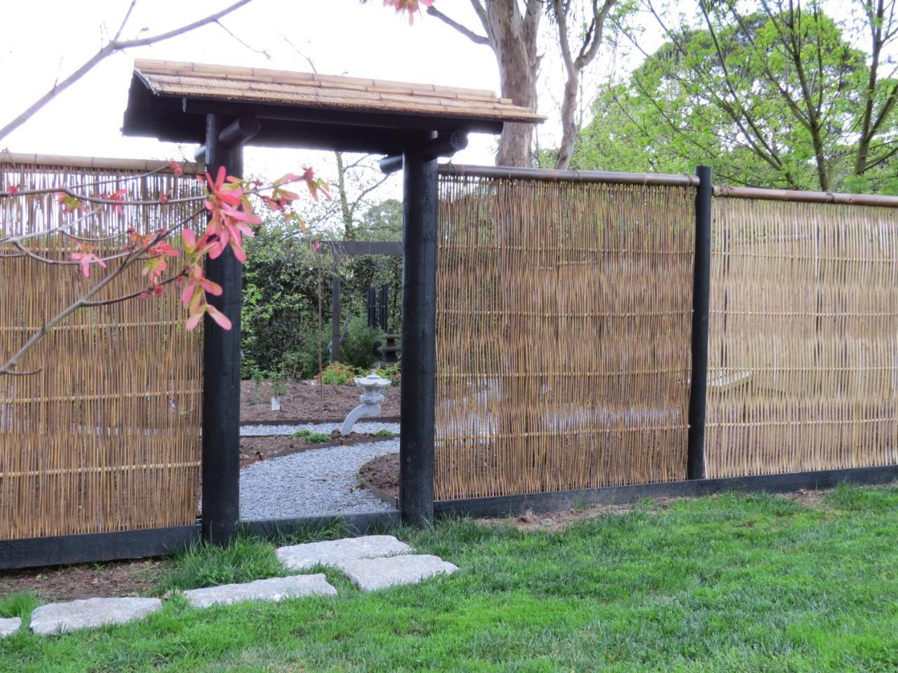 Bamboo gate and fence in the Japanese courtyard garden