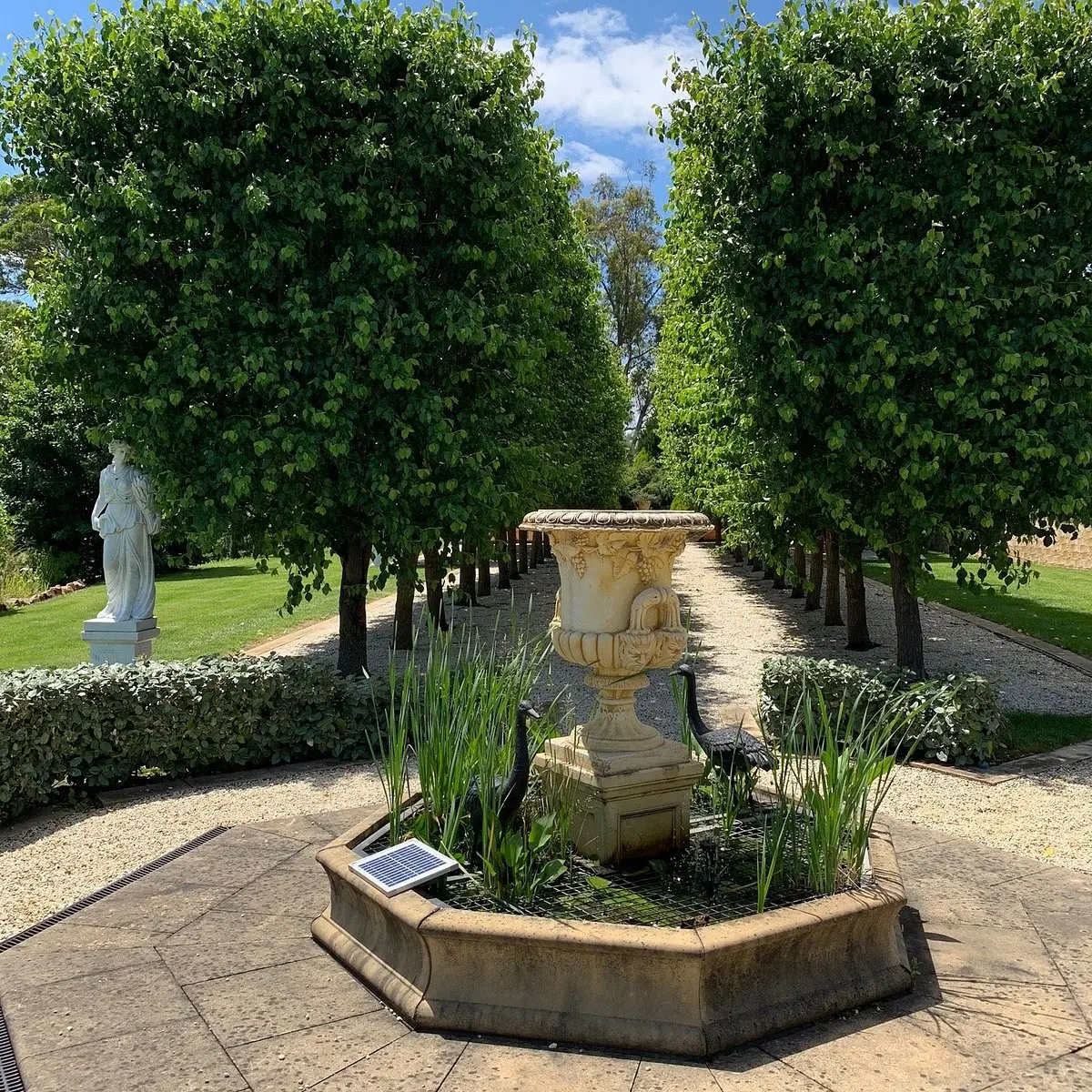 The Pear Walk urn and marble statuary at Villa Capra